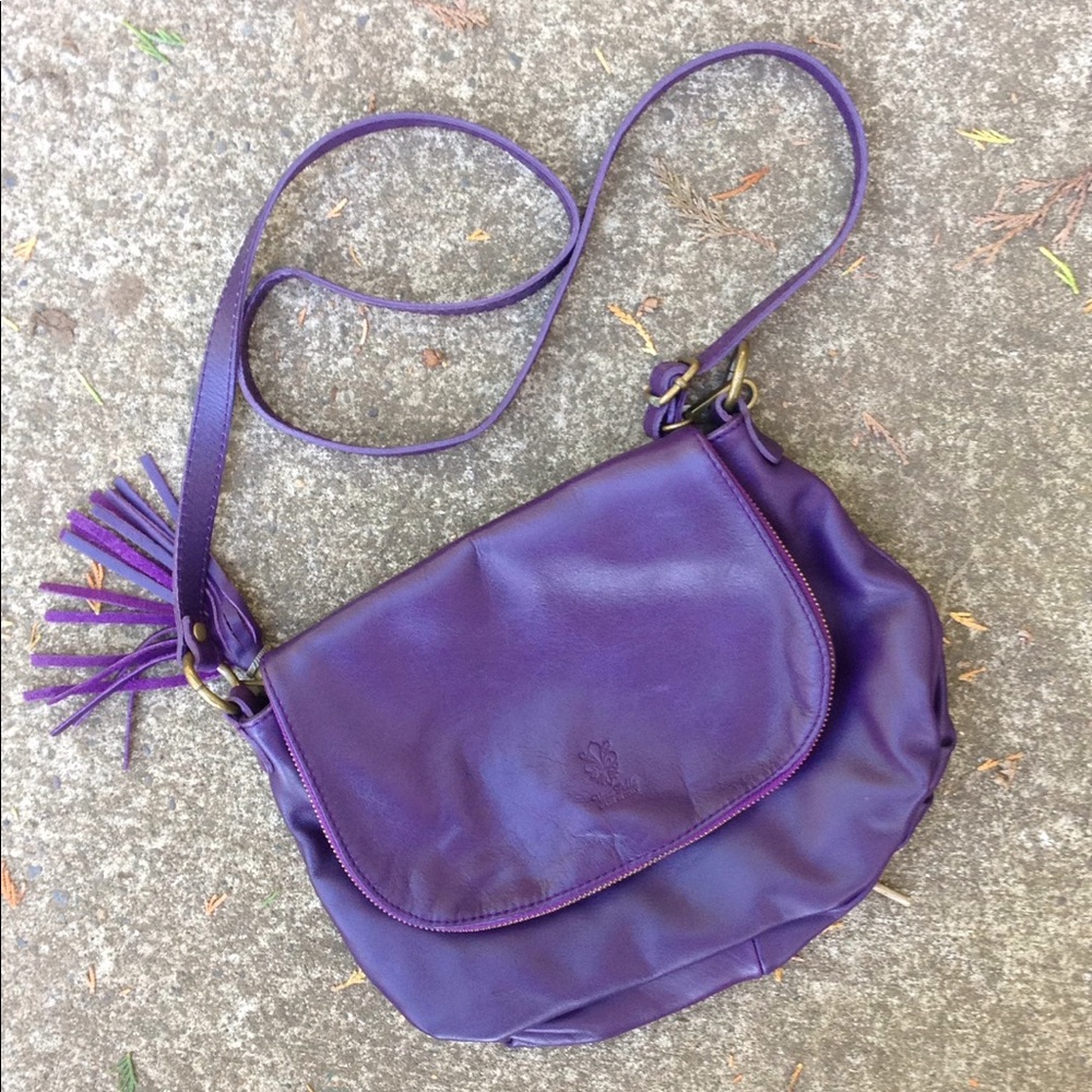 Purple Leather Crossbody Bag
